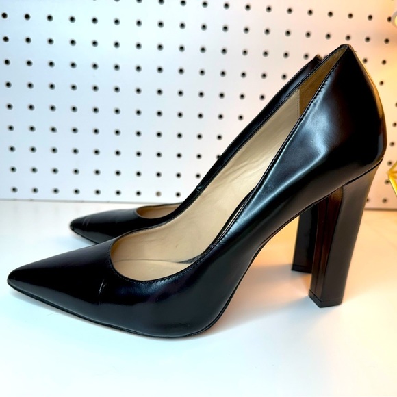 Elizabeth and James Vero Cuoio Black Italian Leather Block Heels 9.5B Boho City - Picture 1 of 16